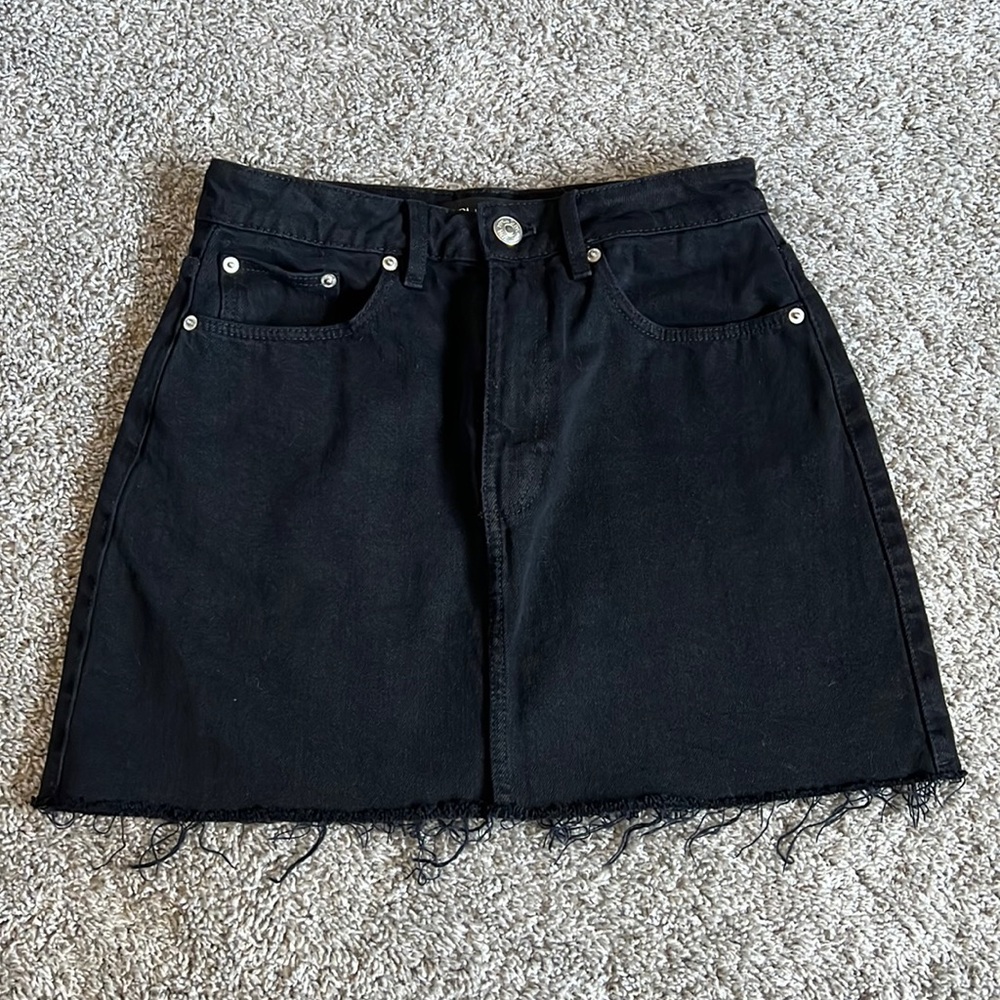 Zara Black Denim Mini Skirt